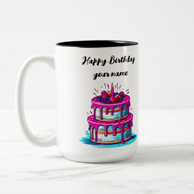 Taza Bicolor Feliz Cumpleaños Y Cita (Izquierda)