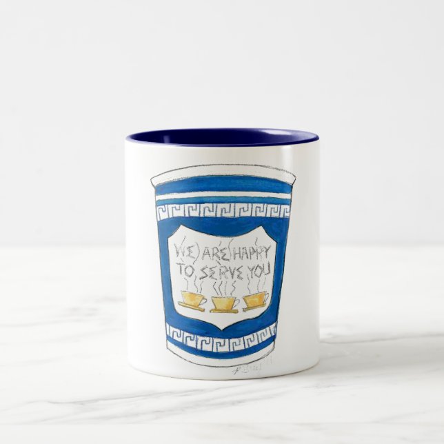 Taza Bicolor Feliz De Servirte De Café Mug (Centro)