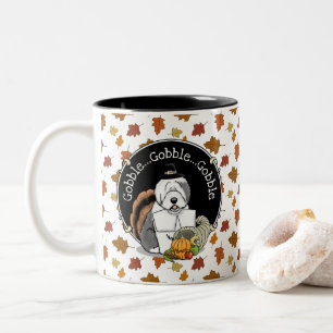 Taza Bicolor Feliz Día de Acción de Gracias al viejo perro past