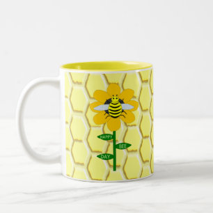 Taza Bicolor Feliz Día de las Abejas Cumpleaños Bumblebee