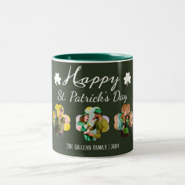 Taza Bicolor Feliz día de los clientes Shamrocks foto de la fam