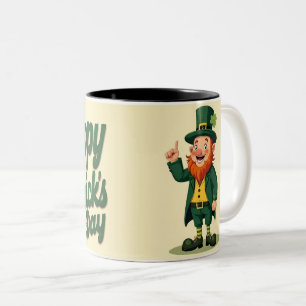 Taza Bicolor Feliz día de San Patricio, adorable duende