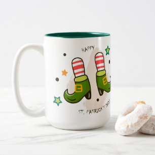 Taza Bicolor Feliz Día de San Patricio Hermoso Leprechaun Icone