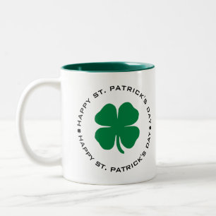 Taza Bicolor Feliz Día de San Patricio Shamrock Lucky Charm