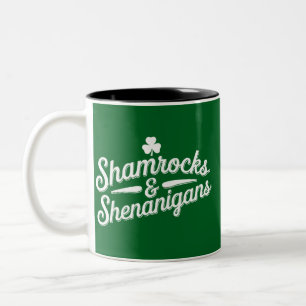 Taza Bicolor Feliz día de San Patricio Trebol de la suerte y tr