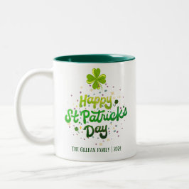 Taza Bicolor Feliz Día de San Patrick, nombre de la familia Sha