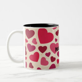 Taza Bicolor Feliz día de San Valentín corazones rojos lindos
