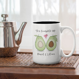 Taza Bicolor Feliz Día de San Valentín lindo gracioso aguacates