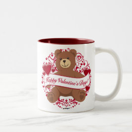 Taza Bicolor ¡Feliz Día de San Valentín! Oso de peluche