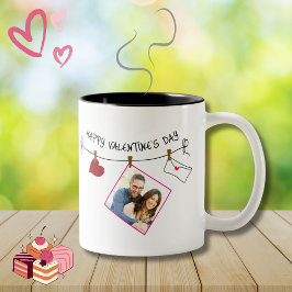 Taza Bicolor Feliz Día de San Valentín personalizado foto amor
