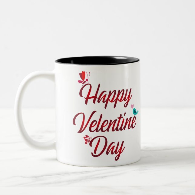 Taza Bicolor Feliz día de San Valentín rojo (Izquierda)