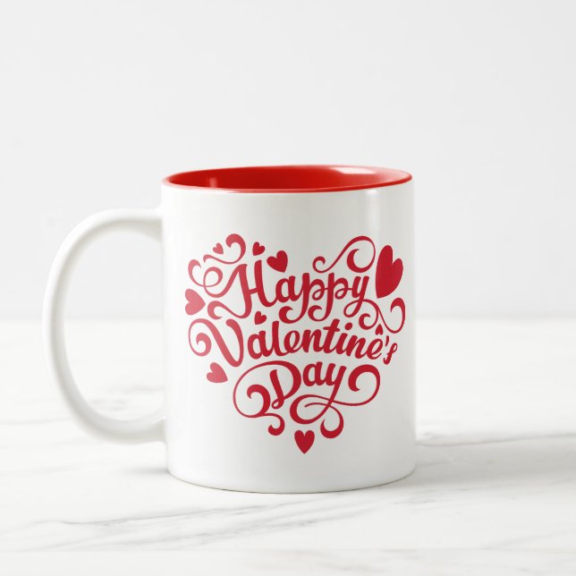 Taza Bicolor Feliz Día de San Valentín Rojo moderno (Izquierda)