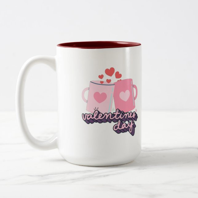Taza Bicolor Feliz Día de San Valentín Rosa (Izquierda)