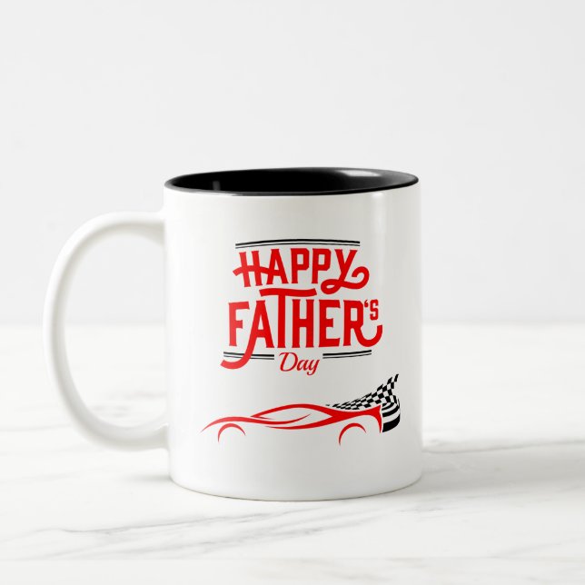 Taza Bicolor Feliz Día del Padre con Carreras roja (Izquierda)