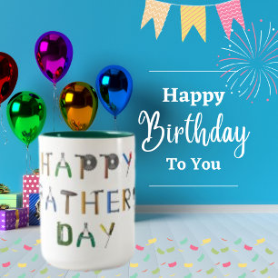 Taza Bicolor Feliz Día del Padre con diseño de carta de herrami