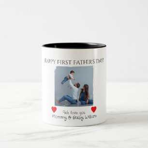 Taza Bicolor Feliz Día del Primer Padre - de mamá y bebé  