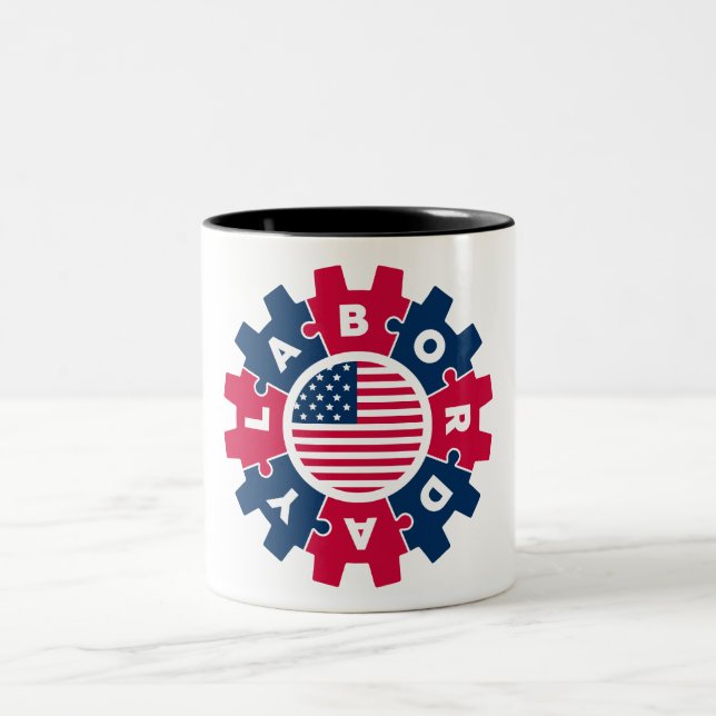 Taza Bicolor Feliz Día del Trabajo Divertido (Centro)