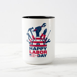 Taza Bicolor Feliz Día del Trabajo, feriado en Estados Unidos