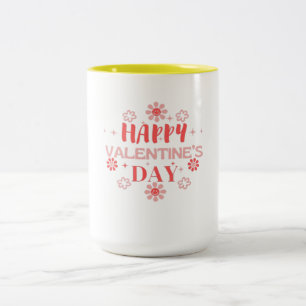Taza Bicolor Feliz diseño de amor de San Valentín