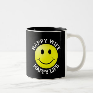 TAZA BICOLOR FELIZ ESPOSA FELIZ CAFÉ DE VIDA