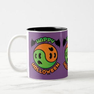 Taza Bicolor Feliz Fantasma de Halloween Yin-Yang