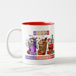 Taza Bicolor Feliz feriado de HalloGraciasMas