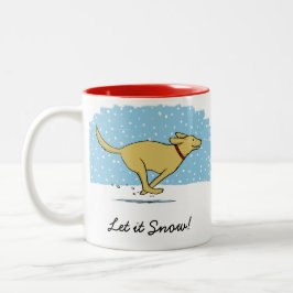Taza Bicolor Feliz feriado de perros con nieve en invierno | Pe