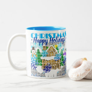 TAZA BICOLOR FELIZ FESTIVIDAD   SUEÑOS DE INVIERNO DE MARAVILL