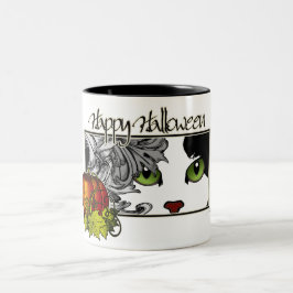 Taza Bicolor Feliz Halloween Black 'n White Cat