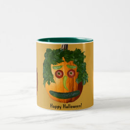 Taza Bicolor Feliz Halloween - Cara de calabaza sin cortar