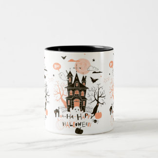 Taza Bicolor Feliz Halloween, casa embrujada