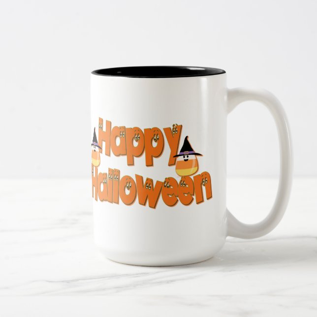 Taza Bicolor Feliz Halloween Whimsical Text Mug (Derecha)