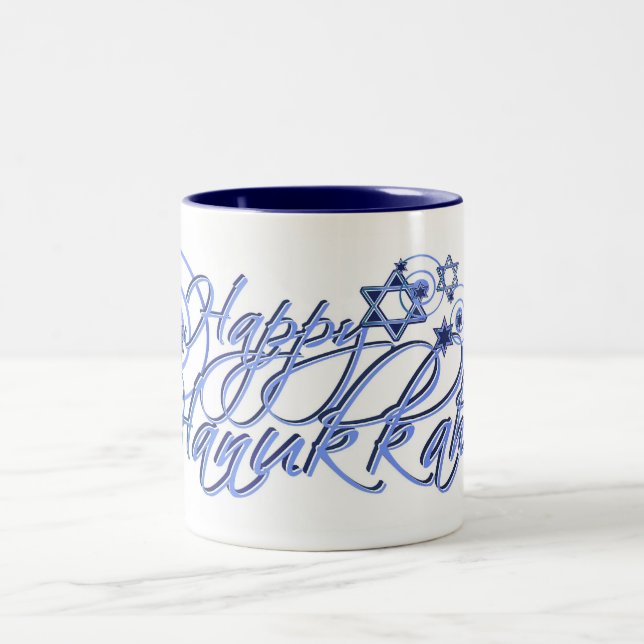 Taza Bicolor Feliz Hanukkah Mug (Centro)