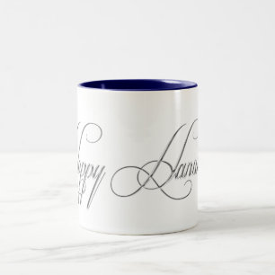 Taza Bicolor Feliz Hanukkah Silver Metalizado look Diseño de pa