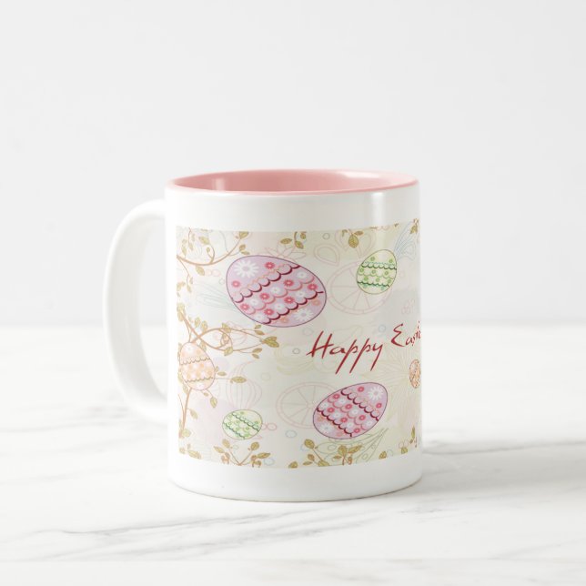 Taza Bicolor Feliz Huevo de Pascua 2 Café Mug (Anverso izquierdo)