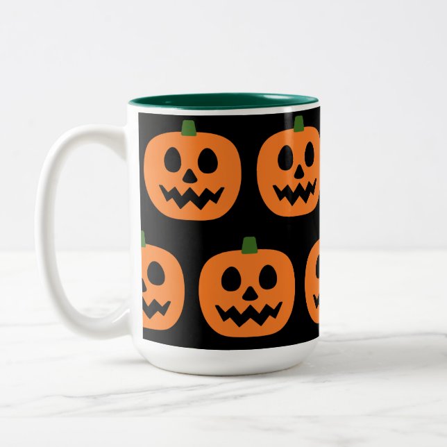 Taza Bicolor Feliz Jack-O-Lantern (Izquierda)