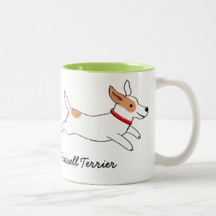 Taza Bicolor Feliz Jack Russell Terrier Cartog Dog Running