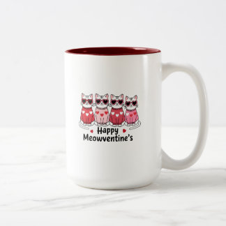 Taza Bicolor Feliz Meowentine Mug