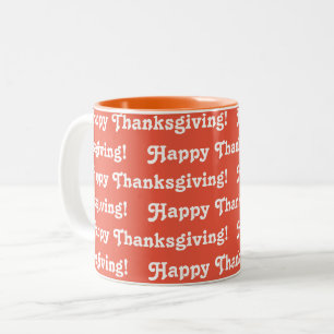 Taza Bicolor Feliz Naranja de Acción de Gracias