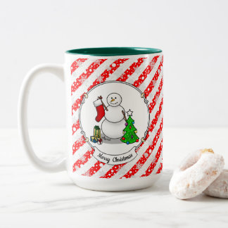 Taza Bicolor Feliz Navidad 2 Árbol reaccionando a Snowman