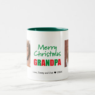 Taza Bicolor Feliz Navidad, abuelo moderno 2 tocadiscos