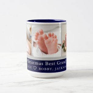 Taza Bicolor Feliz Navidad al mejor Personalizado del abuelo Co