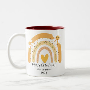 Taza Bicolor Feliz Navidad al mejor profesor de la historia del