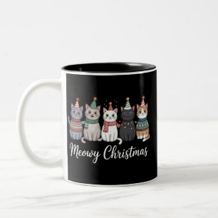 Taza Bicolor Feliz Navidad Año Feliz Gato Amante de Gatos Xmas