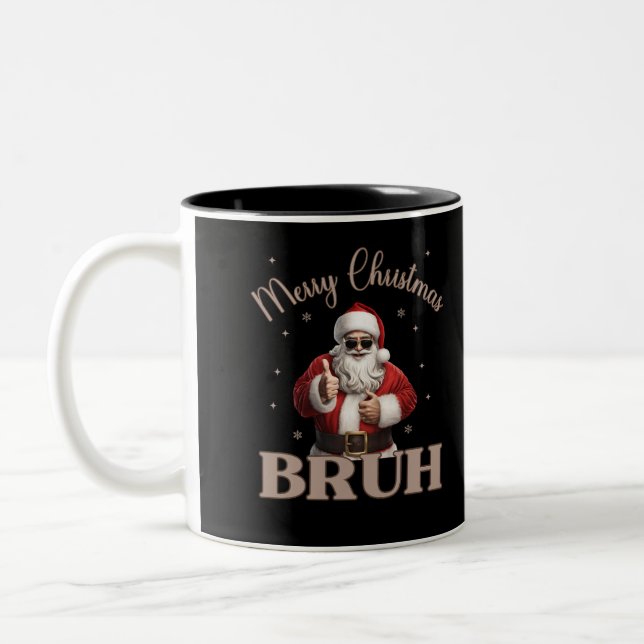 Taza Bicolor Feliz Navidad BRUH Diseño divertido (Izquierda)