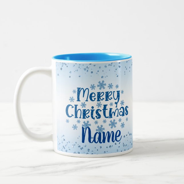Taza Bicolor Feliz Navidad Café Tea Mug (Izquierda)