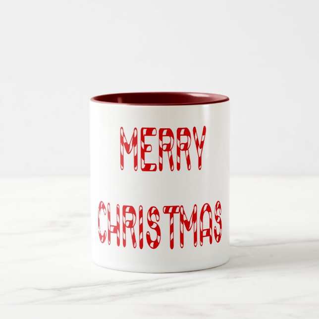 Taza Bicolor Feliz Navidad Candy Cane Font (Centro)