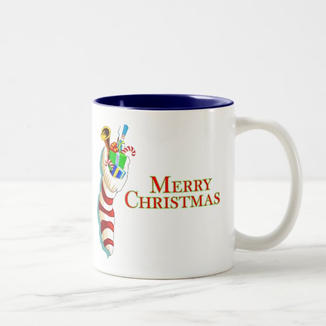 Taza Bicolor Feliz Navidad Con Mug Agitador (Derecha)