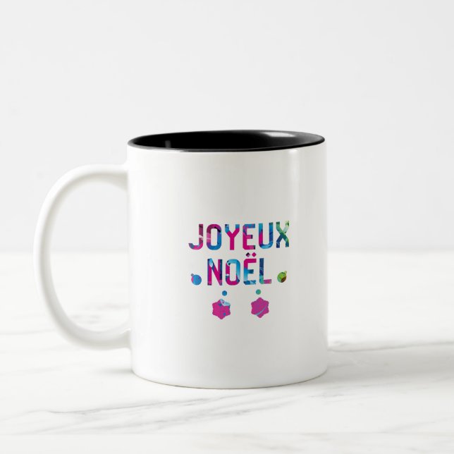 Taza Bicolor Feliz Navidad en francés Joyeux Noel (Izquierda)