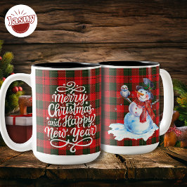 Taza Bicolor Feliz Navidad Feliz Año Nuevo Año Nuevo Snowman Fl